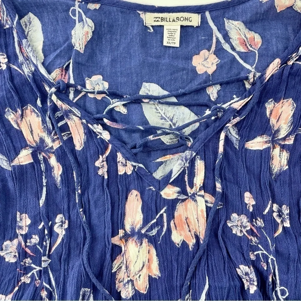 Billabong just like you starry nights boho long sleeve shirt dress‎ Blue Pink - Picture 6 of 11